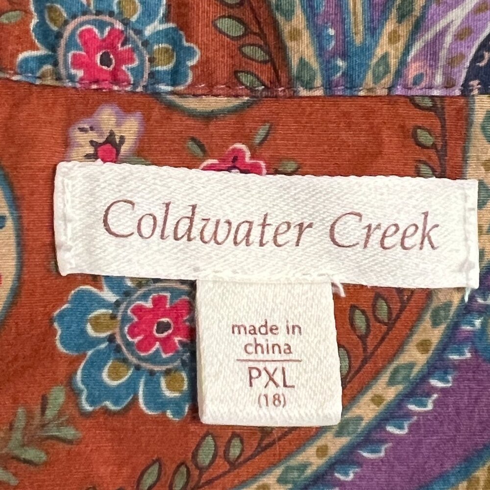 Coldwater Creek Women's Top Button Down Shirt Long Sleeve Pasiley Size XLP - Picture 4 of 8